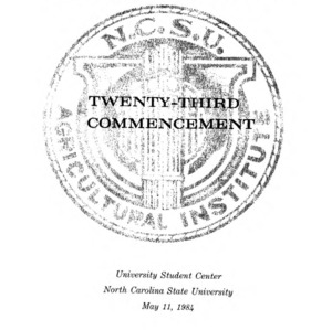 North Carolina Agricultural Institute Twenty-Third Commencement, May 11, 1984