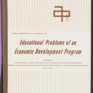 Workshop on Education Problems of an Economic Development Program Series 4, 1961