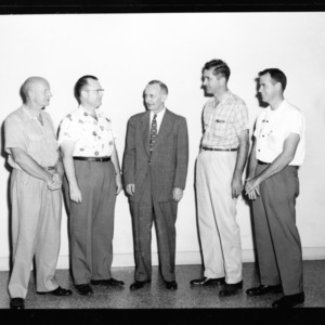 Nuclear Power Development- Short Course; Left to Right: C. Levitt, W. R. Guest, Hal Price, J. I. Dawson, and J. W. Stedman