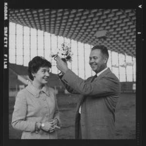 Actress Polly Bergen crowned by Lloyd Langdon of NC Dairy Products Association at NC State Fair