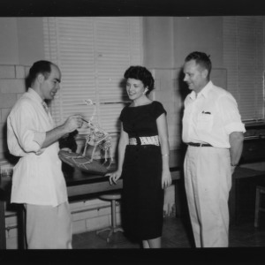 Dr. Henry W. Garren and others with poultry skeleton during Poultry Science Week