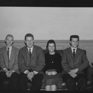 Freshman Class Officers, left to right: President, Tod Daniels; Vice President, Clyde R. Hoey II; Secretary, Martha Hardy; Treasurer, Dane Maharan