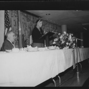 Mrs. Eleanor Roosevelt Speaking at American Association of the United Nations Meeting in College Union