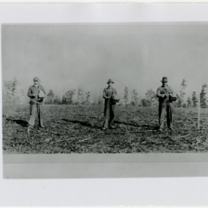 Three men in field