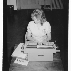 4-H'er Francesca Gupton at Typewriter