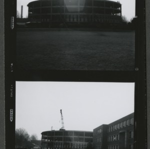 Harrelson Hall, round classroom building during construction