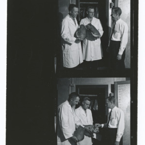 Dr. William M. Roberts and others in Food Processing Lab