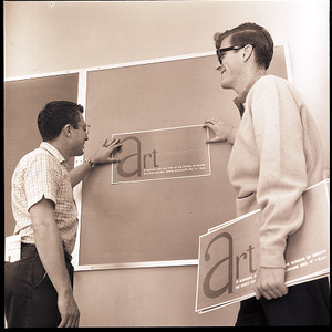 Students preparing for art auction, 1961