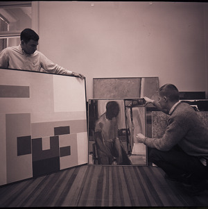 Students preparing for art auction, 1961
