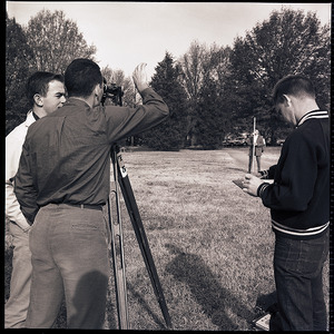 College students in surveying exercise