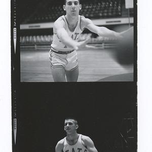 Basketball action shots of Bob Mayton and Don Greiner