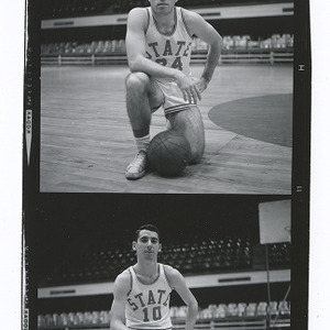 Basketball action shots of Bob Mayton and Ron Erb