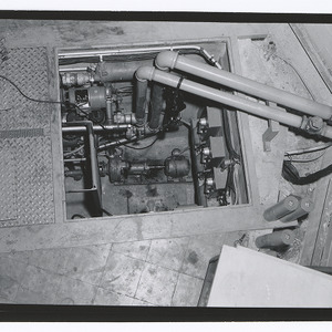 Pipes and machines in floor of atomic reactor building