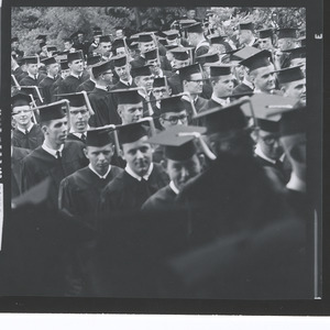 Graduating students lined up outside of Reynolds Coliseum
