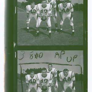 Football action shots of Tony Koszarsky, Bill Kriger, Roger Moore, and Joe Scarpati, 1962