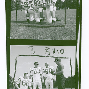 Football action shots of Bill Hall, Ray Barlow, Whitey Martin, and coach Ernie Driscoll, 1962