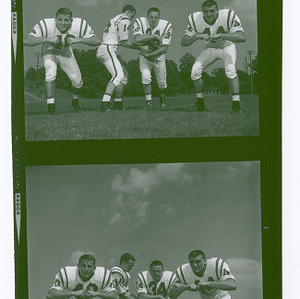 Football action shots of Tony Koszarsky, Jim Rossi, Roger Moore, and Joe Scarpati, 1962