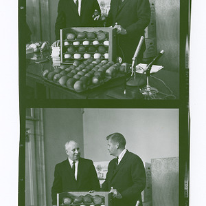 Governor Terry Sanford and Mel Kolbe with apples