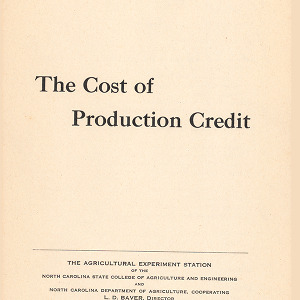 The Cost of Production Credit (Technical Bulletin 80), Sept. 1944