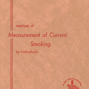 Methods of Measurement of Current Smoking by Individuals (Technical Bulletin 127), Jun. 1961