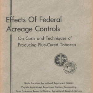 Effects of Federal Acreage Controls on Costs and Techniques of Producing Flue-Cured Tobacco (Technical Bulletin 146), June 1961