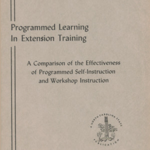 Programmed Learning in Extension Training (Technical Bulletin 161), May 1964