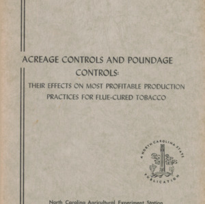Acreage Controls and Poundage Controls (Technical Bulletin 162), Aug. 1964