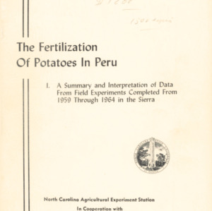 The Fertilization of Potatoes in Peru (Technical Bulletin 185), Apr. 1968