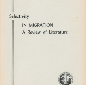Selectivity in Migration : A Review of Literature (Technical Bulletin 209), Jun. 1972