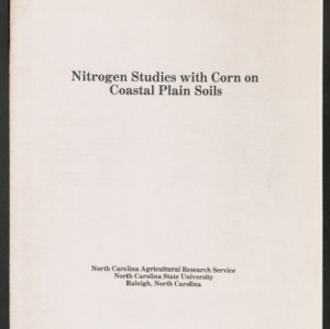 Nitrogen Studies with Corn on Coastal Plain Soils (Technical Bulletin 282), Aug. 1986
