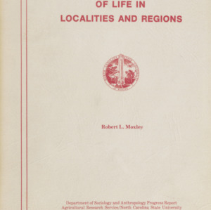 Studies of the Quality of Life in Localities and Regions (Progress Report SOC 71), 1980