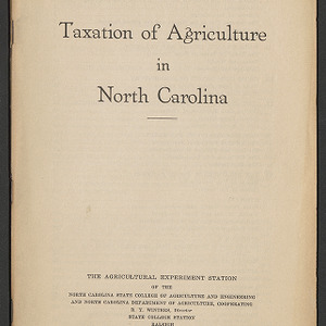 Taxation of agriculture in North Carolina (North Carolina Agricultural Experiment Station. Technical bulletin 43)