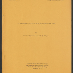 Progress Report RS-16, Community Contests in North Carolina, 1952