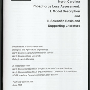 North Carolina Phosphorus Loss Assessment, 2005 June (Technical Bulletin 323)