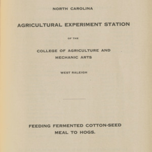 Feeding Fermented Cotton-seed Meal to Hogs (Bulletin 200)