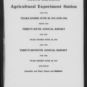 Thirty-Sixth and Thirty-Seventh Agricultural Experiment Station Annual Report Annual Report
