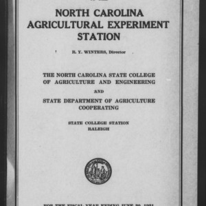 North Carolina Agricultural Experiment Station Annual Report Issue No 54