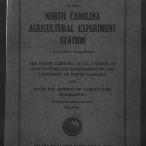 North Carolina Agricultural Experiment Station Annual Report Issue No. 61