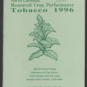 North Carolina Measured Crop Performance: Tobacco 1996 (Crop Science Research Report No. 162)