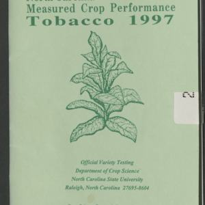 North Carolina Measured Crop Performance: Tobacco 1997 (Crop Science Research Report No. 170)