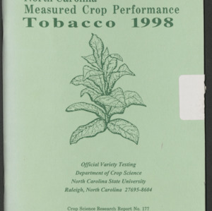 North Carolina Measured Crop Performance: Tobacco 1998 (Crop Science Research Report No. 177)