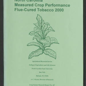 North Carolina Measured Crop Performance: Flue-Cured Tobacco 2000 (Crop Science Research Report No. 187)