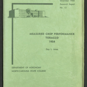 Measured Crop Performance: Tobacco 1954 (Research Report No. 15)