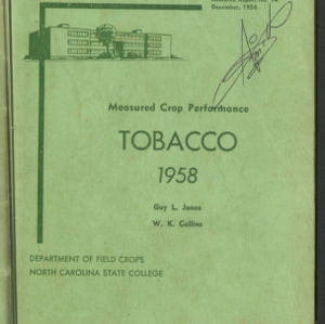 Measured Crop Performance: Tobacco 1958 (Research Report No. 14)