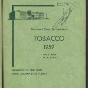 Measured Crop Performance: Tobacco 1959 (Research Report No. 19)