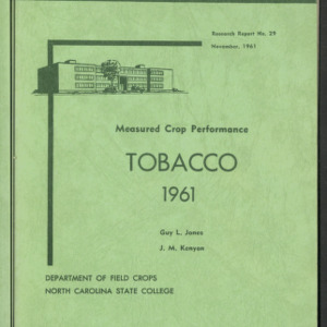 Measured Crop Performance: Tobacco 1961 (Research Report No. 29)