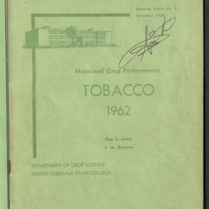Measured Crop Performance: Tobacco 1962 (Research Report No. 3)