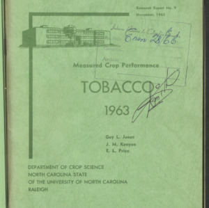 Measured Crop Performance: Tobacco 1963 (Research Report No. 9)