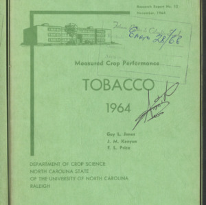 Measured Crop Performance: Tobacco 1964 (Research Report No. 12)