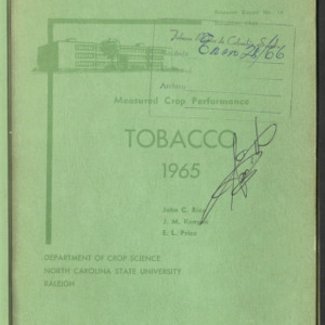 Measured Crop Performance: Tobacco 1965 (Research Report No. 16)